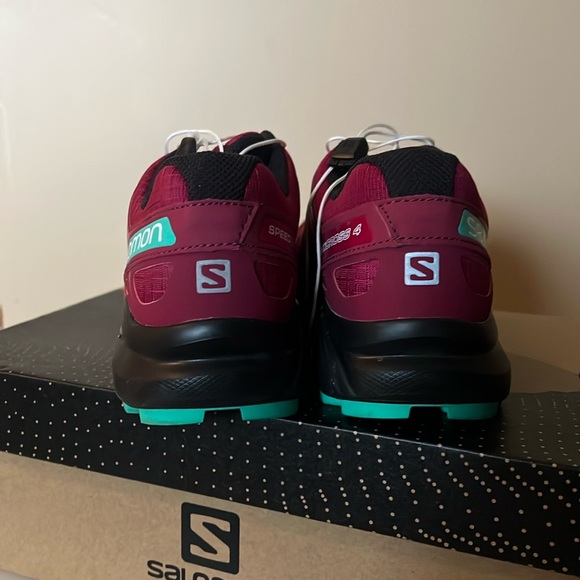 Salomon Speedcross 4 Women's Shoes - Beet Red, Electric Green, Black - Picture 3 of 8